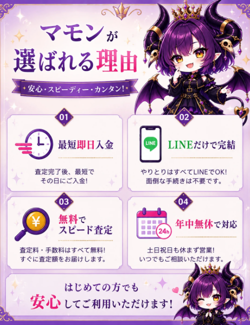 【マモン】先払い買取サービスの特徴