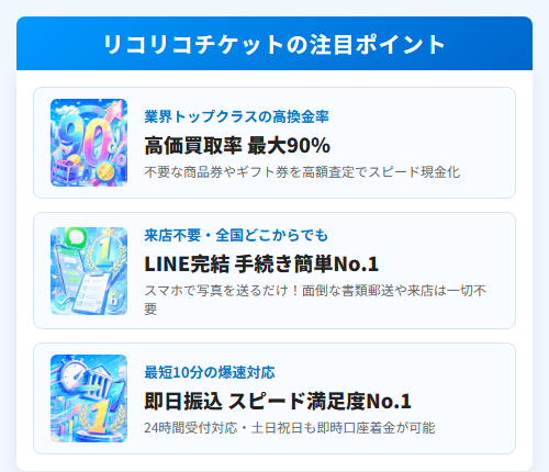 【リコリコチケット】先払い買取サービスの特徴