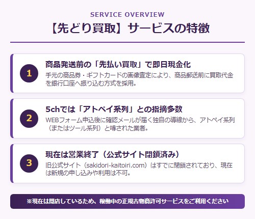 【先どり買取】先払い買取サービスの特徴
