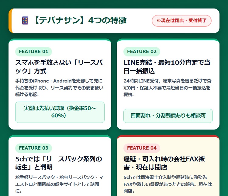 【テバナサン】先払い買取サービスの特徴