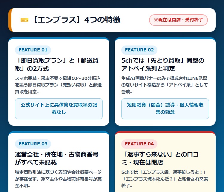 【エンプラス】先払い買取サービスの特徴