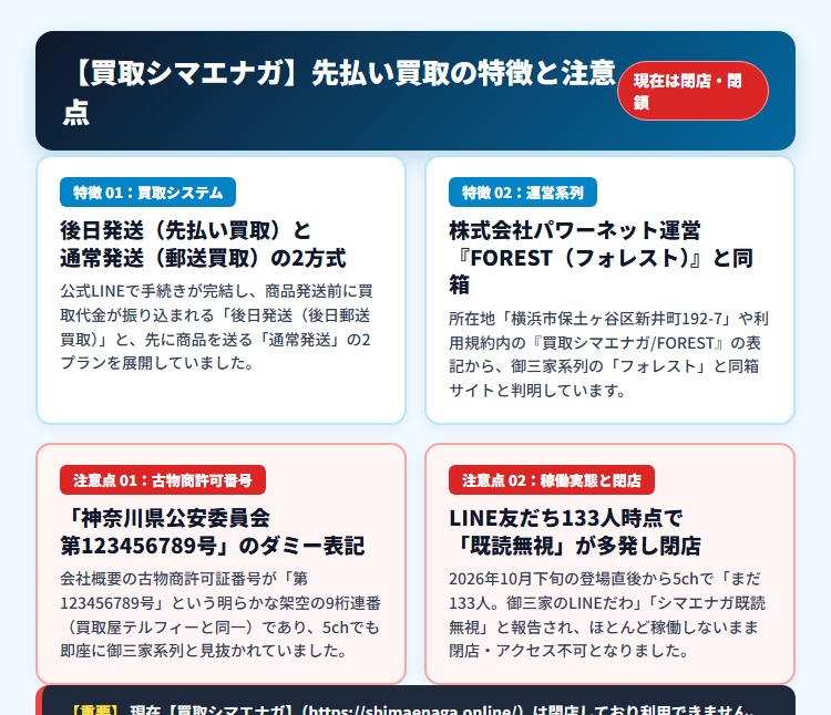 【買取シマエナガ】先払い買取サービスの特徴
